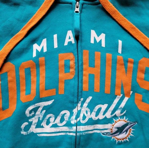 BNWT NFL Men's Size S Miami Dolphins Embroidered Zipper Pocket Hoodie - Picture 2 of 9